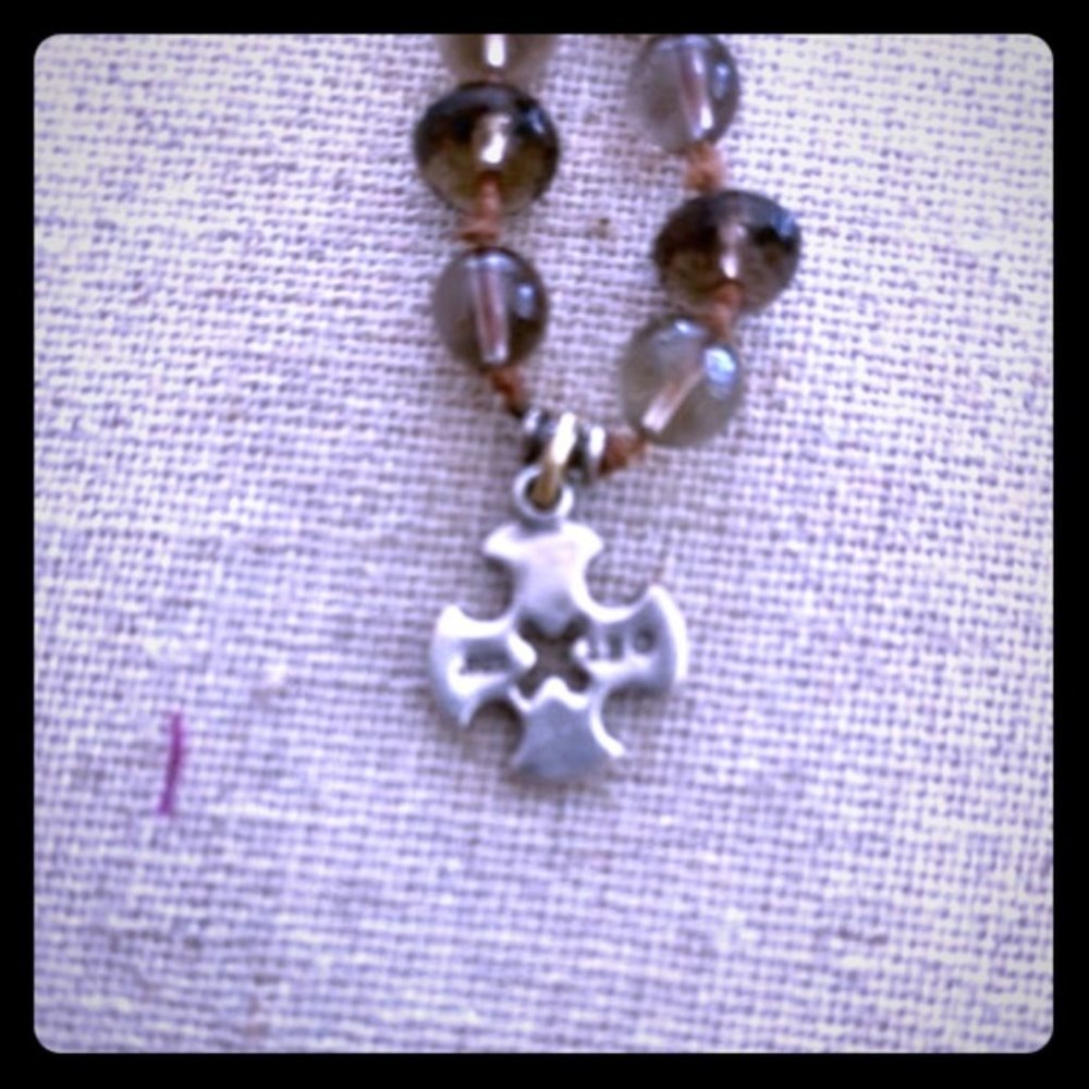 Stella & dot cross necklace silver bead boho